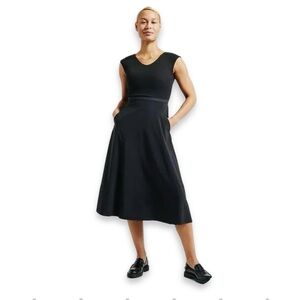 Athleta Tall Ryder Dress Ribbed Top Back Cutout Midi Pockets Athleisure XS S